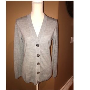 Tory Burch NWOT grey fitted cardigan -L